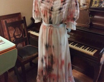 Vintage Authentic Gunne Sax Prairie Dress Victorian Style Halloween Zombie/Vampire painted. Sz 11