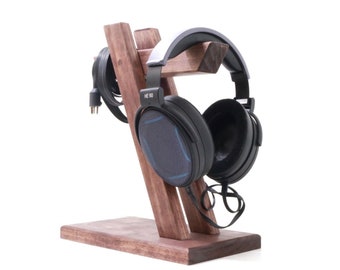 Wood Headphone Stand Holder Station | Handmade | Music Gifts & Table Deco "Rugosa"