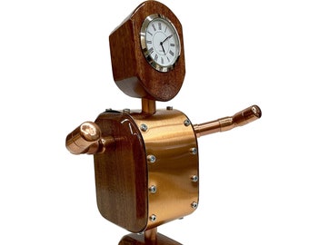 Mohagany Wood Copper Desk Clock Unique Clock Unique Men's Gift Wall Clock Mantle Clock Wooden Clock Unique Mantle Clock Awesome Gift