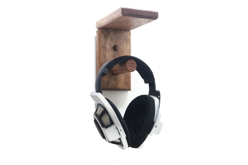 Wood Headphone Wall Hanger Headphones Stand Headphone Station Etsy