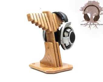 Custom Wood Headphone Stand Holder | Tech Accessories for Gaming Headset | Tech Gift For Music Lovers, Desk Organizer Multiple Headphones