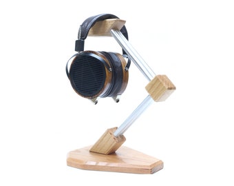 Handcrafted Oak & Aluminum Headphone Stand Universal Headphone Hanger Headphone Desk Display Tech Gift