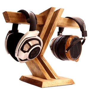 Wood Headphone Stand Multiple Headphones Stand Headphone Station Gifts For Men Father's Day Gift For Him For Her Cool Gift Ideas image 3