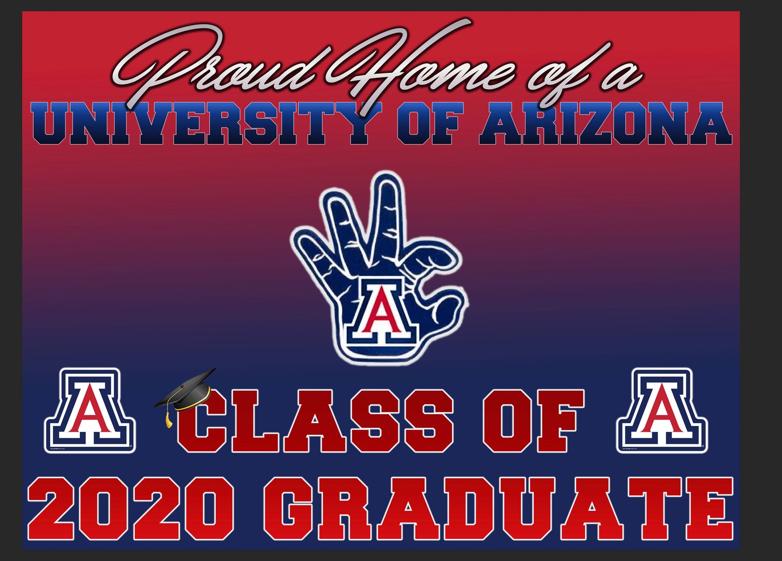 University of Arizona Graduation Yard Sign Etsy