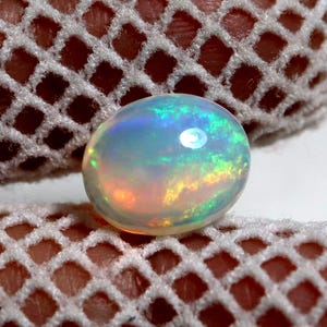 Ethiopian Opal Cabochon: 3 Carat Rainbow Fire Gemstone, October Birthstone