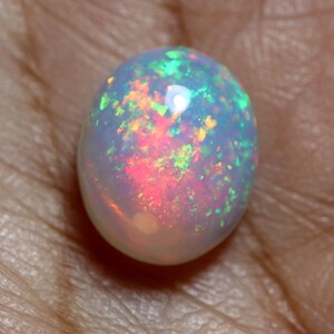 Ethiopian Opal Gemstone Cabochon: Multi-Color Fire Oval, 3.35 Carats