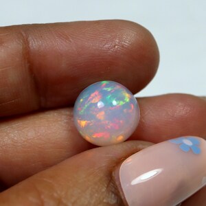 11mm Round AAA+ Multi-Color Fire Natural Ethiopian Opal Cabochon,2.8Cts Gemstone For Wedding Ring