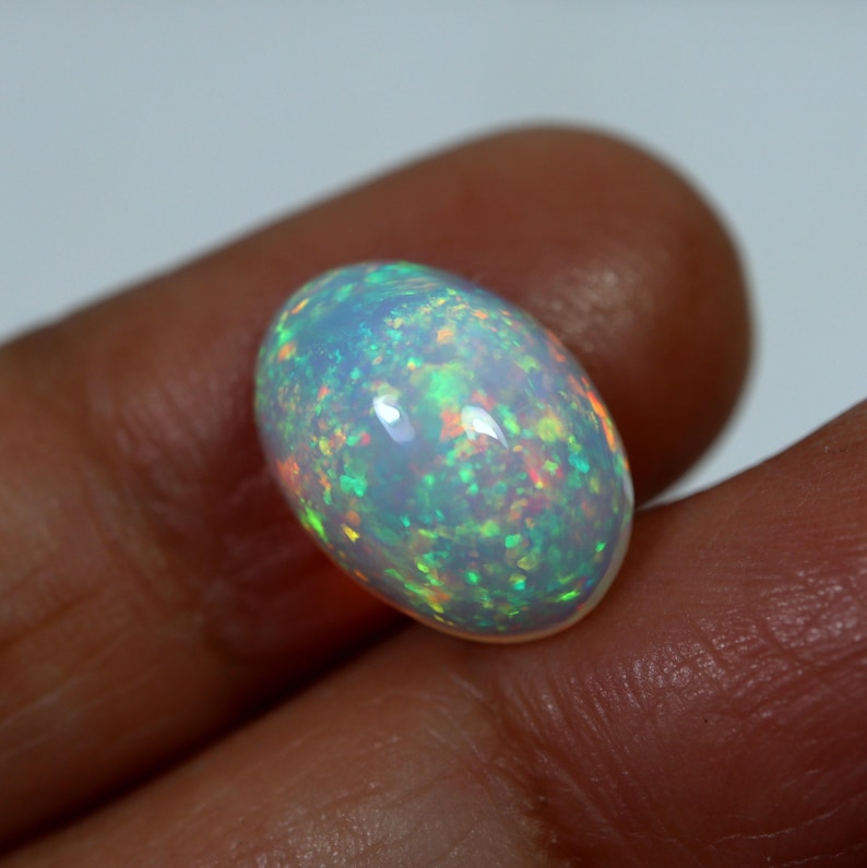 4ct Natural Ethiopian Cabochon,aaa+ Multi-color Fire Welo Opal, 13.8x9 ...