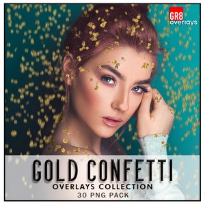 30 GOLD CONFETTI Overlays, Glitter Overlay, Falling Confetti Overlay, Photo Overlays, Photoshop Overlays, Wedding Overlays, Confetti