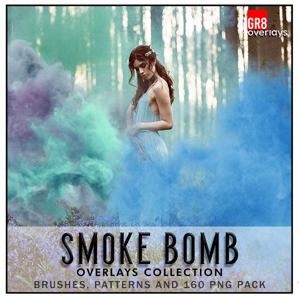 160 Smoke Bomb Overlays,Photoshop Overlays, Smoke PS Brushes, Smoke Patterns, Colorful Smoke, Png files, Gender Reveal Smoke, Photo Overlays