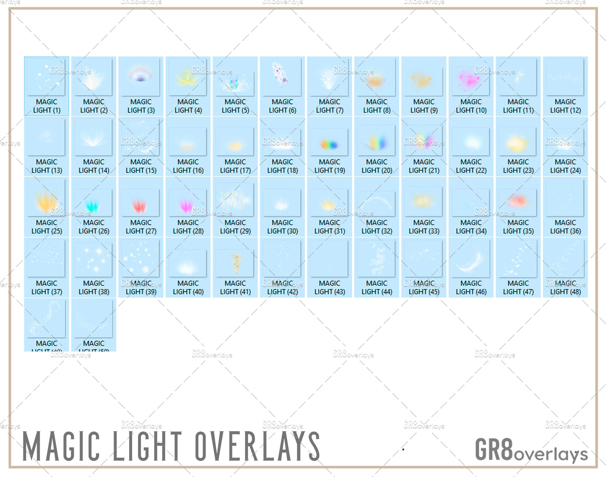60 MAGIC LIGHT Photoshop Overlays, Digital Overlays, Book Magic Glow ...