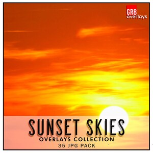35 SUNSET SKIES OVERLAYS, Skies Overlays, Sun, Sunny, Photo Overlays, Photoshop Overlays, Sky Overlays, Sky Overlay, Sunset