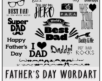 26 FATHERS DAY WordArt, Photoshop Overlays, Photoshop Overlay, PNG Overlay, Dad, Fathers Day Clipart, png, Wordart, Father's Day