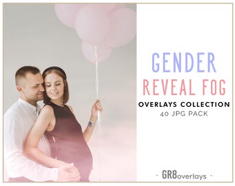 40 GENDER REVEAL Fog Overlays, Digital Files, Smoke Bomb, Pink and Blue Smoke, JPG files, Photography Overlay, Photoshop Overlay, Pregnancy