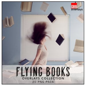 FLYING BOOKS Overlays, PNG, Books, Flying Books, Photoshop Overlays, Photoshop Overlay, Magic Books, Photoshop Books