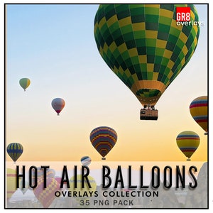 AIR BALLOONS Overlays, PNG, Balloons, Hot Air Ballons, Photoshop Overlays, Photoshop Overlay, Flying Balloons, Photoshop Balloons