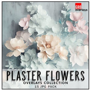 15 Fine Art Floral Digital Backdrops, Plaster Flowers, Maternity Backdrop Overlays, Photo Overlays, Photoshop Overlays, Texture, Wedding