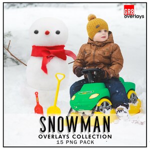 15 SNOWMAN, Photoshop Overlays, PNG files, Photo Overlays, Photoshop Overlay, Snowman Clipart, Winter, Christmas, Snow Photography