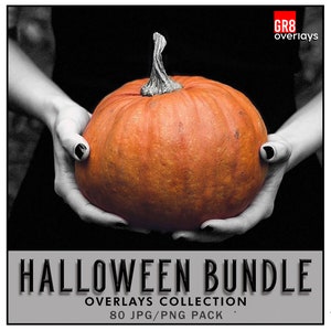 HALLOWEEN OVERLAYS, Photoshop Overlays, Photoshop Overlay, Halloween Bundle, PNG, Pumpkins, Halloween Overlays, Halloween Wordart