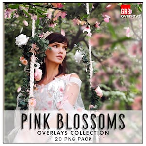 PINK BLOSSOMS Overlays, PNG, Flowers, Outdoor Overlays, Photoshop Overlays, Photoshop Overlay, Flowers Overlays, Cherry Blossoms