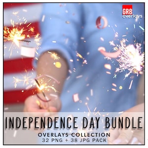 70 INDEPENDENCE DAY Overlays Bundle, Photoshop Overlays, USA, 4th of July, Glitter, Confetti, Bokeh, Wordart, Fireworks, Smoke, Sparklers