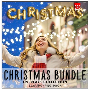 KERSTOVERLAYS, Photoshop-overlays, kerstbundel, winteroverlays, Bokeh, vuurwerk, glitter, sneeuw, sterretjes, objecten, Wordart