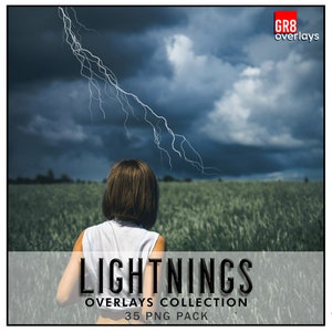 LIGHTNINGS Photoshop Overlays: PNG files for Photographers, Electricity, thunder, thunderbolt, lightning, weather overlays, photoshop