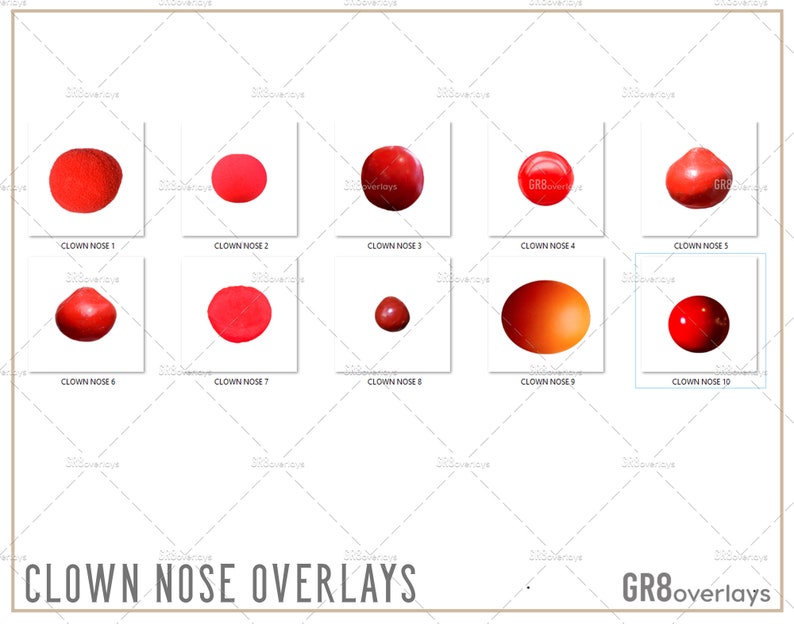 10 CLOWN NOSES Photoshop Overlays, PNG Files, Photo Overlays, Photoshop