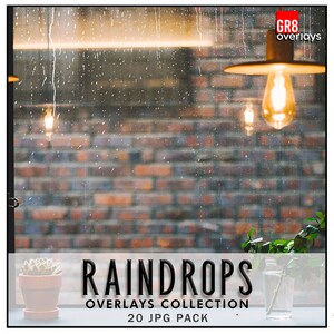 RAIN DROPS OVERLAYS, Rainstorm Overlays, Rain Overlays, Falling Rain, Photoshop Overlays, Photoshop Effect, Photoshop Rain