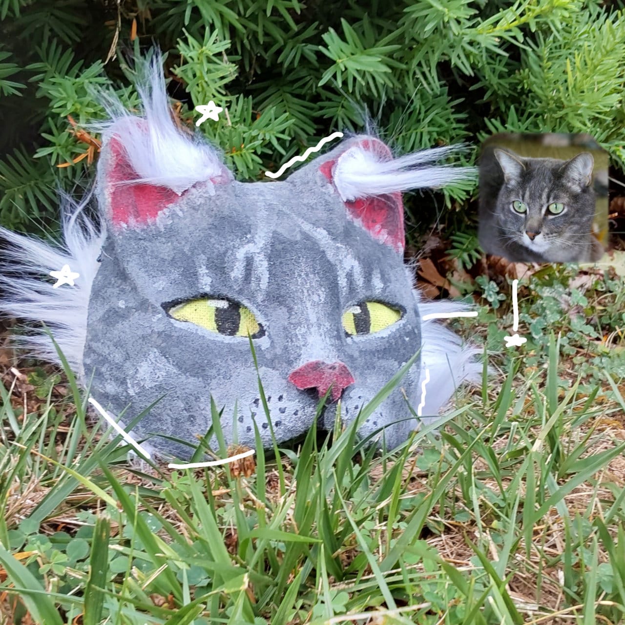 Hand Painted Felted Therian Cat Mask -  Denmark