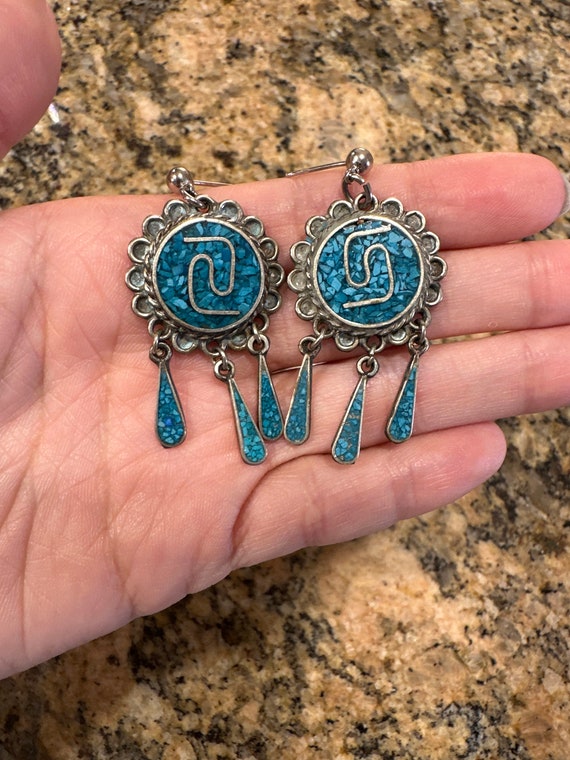 Crushed Turquoise vintage mexico earrings