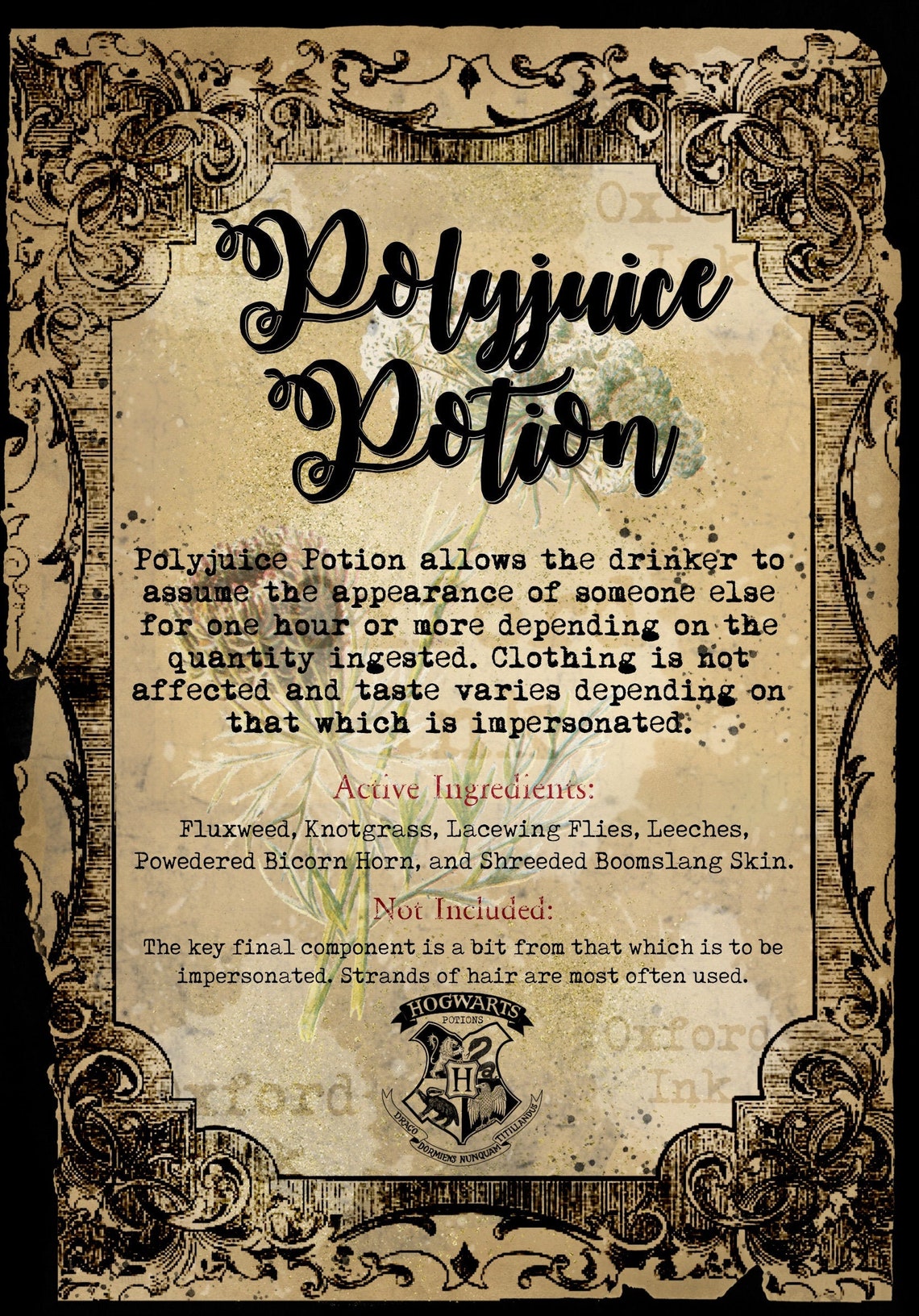 Harry Potter Polyjuice Potion Printable Sign and Label | Etsy