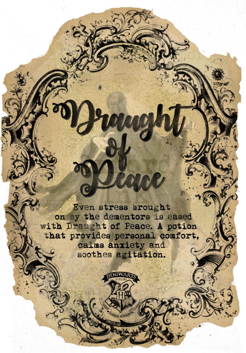 Drought of Peace Harry Potter Potion Bottle Label Apothecary Etsy
