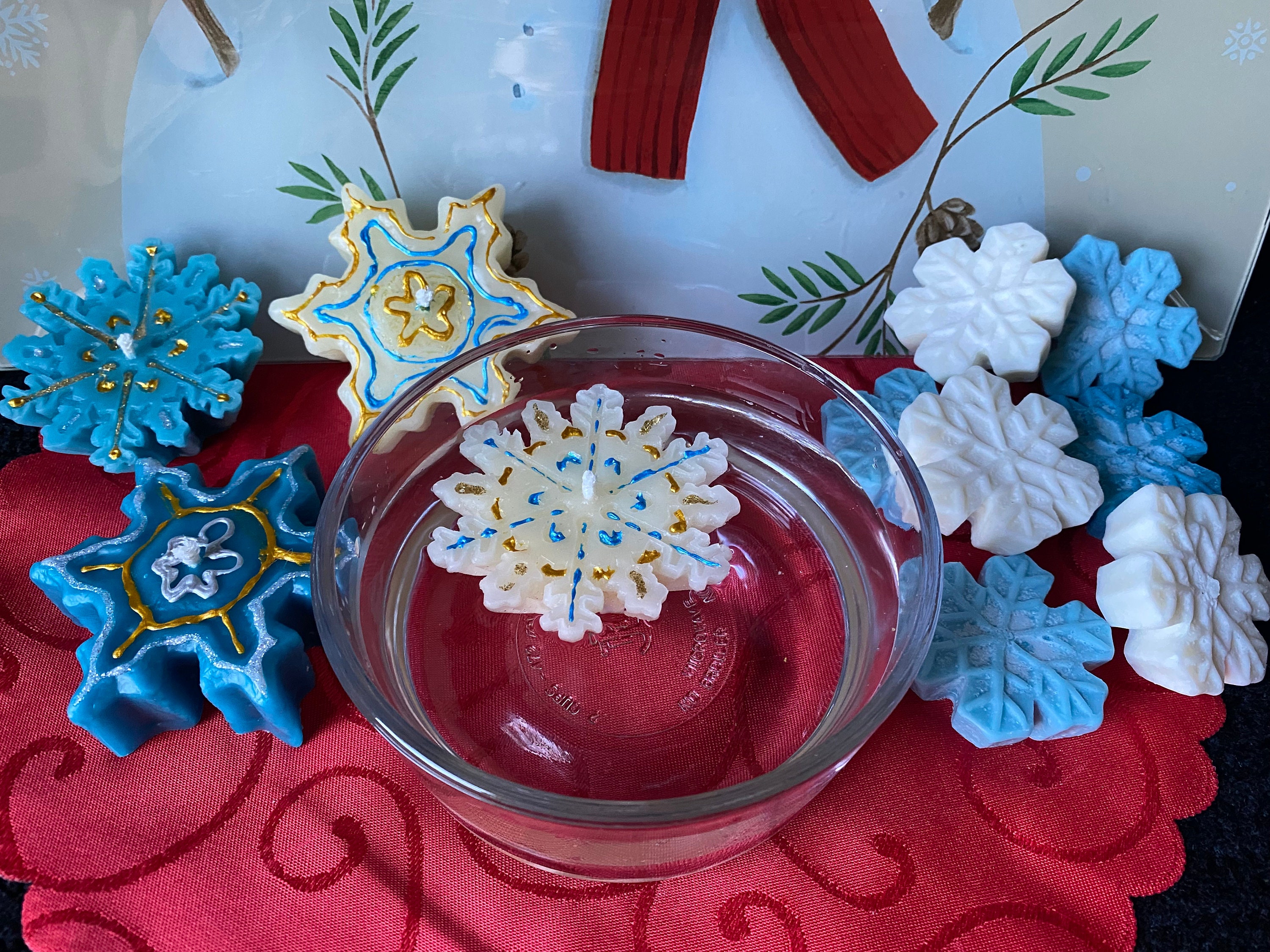 Snowflake Floating Candles, Bees Wax Floater Candles, Table Settings