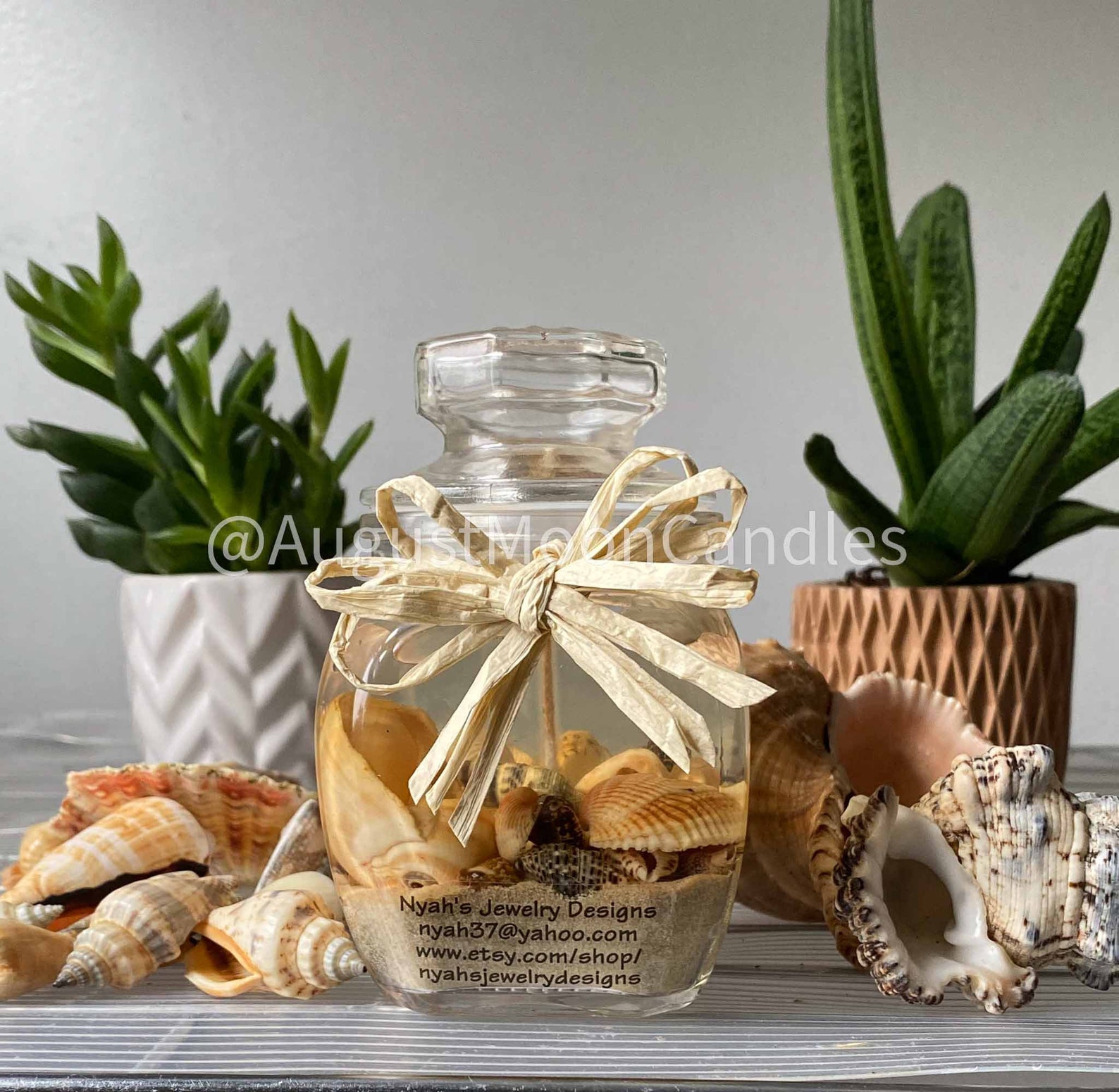Natural Seashell Scented Candles in Apothecary Jars Beige Etsy