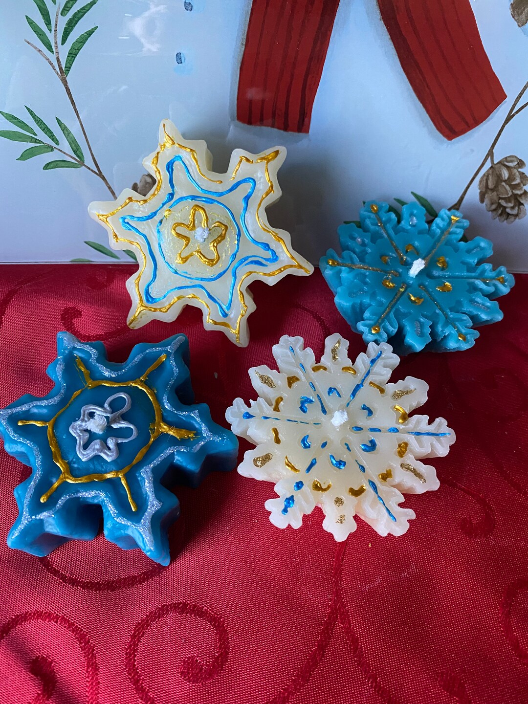 Snowflake Floating Candles, Bees Wax Floater Candles, Table Settings