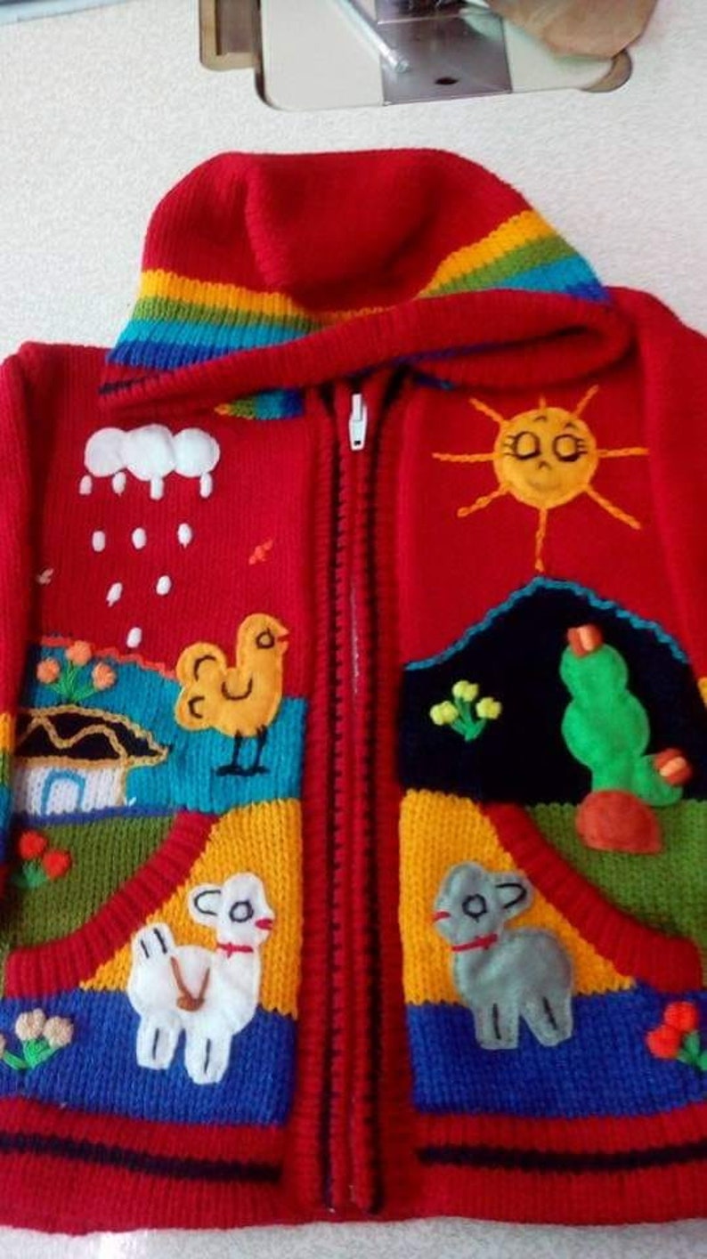 Children arpillera peruvian sweatwer peruvian kids wool Etsy