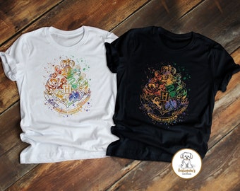 Zauberer Schulwappen Shirts, Universal Studios Shirt, Universal Studios Shirts für Familie, Universal Studios Passende Shirts