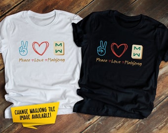Cute Mahjong Shirt, Peace and Love with a Customizable Mahjong Cruise T-shirt, Funny Mahjong Shirt, Unique Mahjong T-Shirt