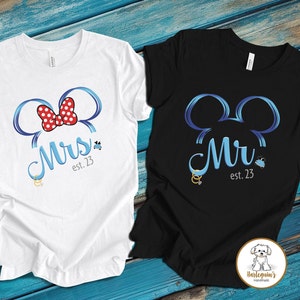 Disney Bride and Groom Shirts, Mr and Mrs Disney Shirts, Personalized Bride and Groom Shirts, Disney Wedding Tee, Disney Anniversary Shirts