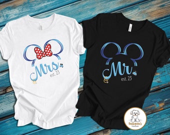 Disney Braut und Bräutigam Hemden, Mr und Mrs Disney Hemden, personalisierte Braut und Bräutigam Hemden, Disney Hochzeit T-Shirt, Disney Jubiläum Hemden