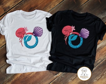Ariel Shirt, Micky Ohren T-Shirt, süße Disney Prinzessin Shirts, Disney Familien Shirts, Disney Gruppe Shirts, Meerjungfrau Kinder Shirt