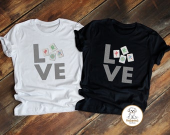 Love Mahjong Shirt, Stylish Mahjong tiles Tee Shirt, Game Nights and Mahjong Enthusiasts T-Shirt, Mahjong Lover t-shirt, Mah Jong player tee