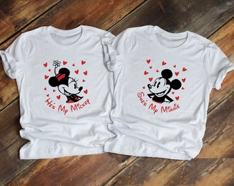Disney Couple Shirts, Disney Matching T-Shirt, Her Mickey His Minnie Disney Shirts, Disneyworld Shirts, Graphic Tees,