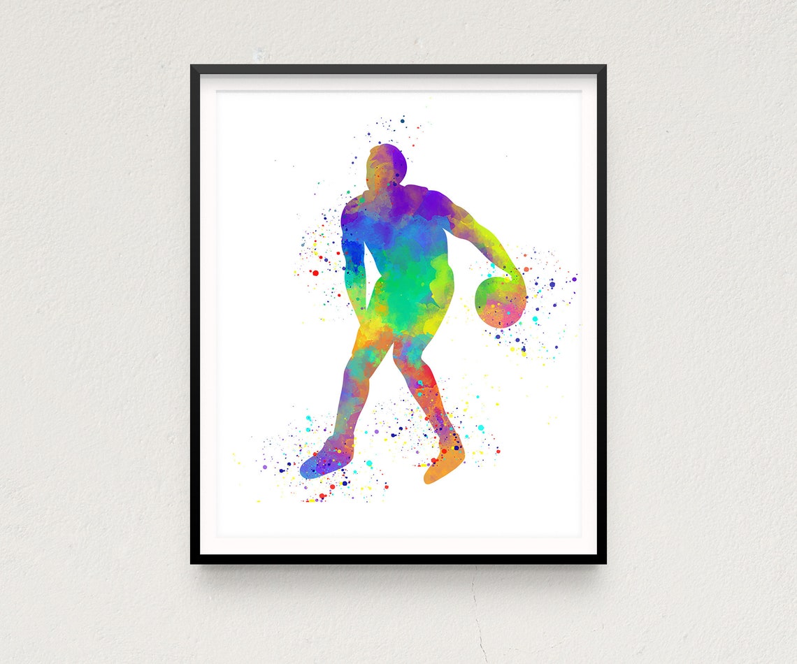 Male Basketball Player Poster Digital Download Basketballer Etsy