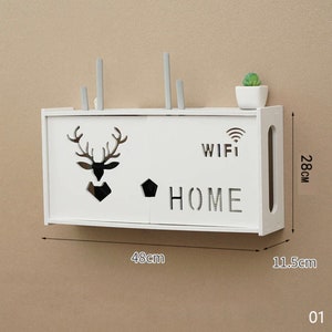 wifi router box wall hanging decor decorative wood box organize home wireless plug bracket cable storage organizer modern stylish trend cube