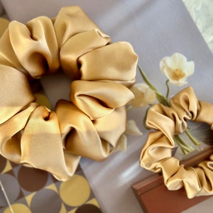 Bronze 30 Momme Mulberry Silk Scrunchies: Handmade Hair Accessories