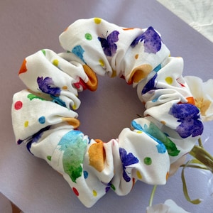 Regular Scrunchies Rainbow Cotton Blue Hair Tie Cotton Scrunchies Elastic Scrunchies