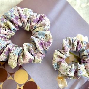 Floral Cotton Hair Tie Cotton Scrunchies Elastic Hair Tie Scrunchies Normal Skinny Scrunchies Thin Smooth Cotton Gift for Her Flower Pattern