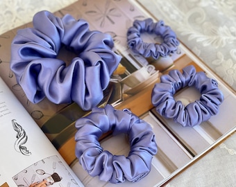 Wisteria 30 Momme Pure Prime Silk Bridesmaid Satin Scrunchies Elastic Hair Tie Gift For Her Party Wedding Hair Accessories Gift For Her